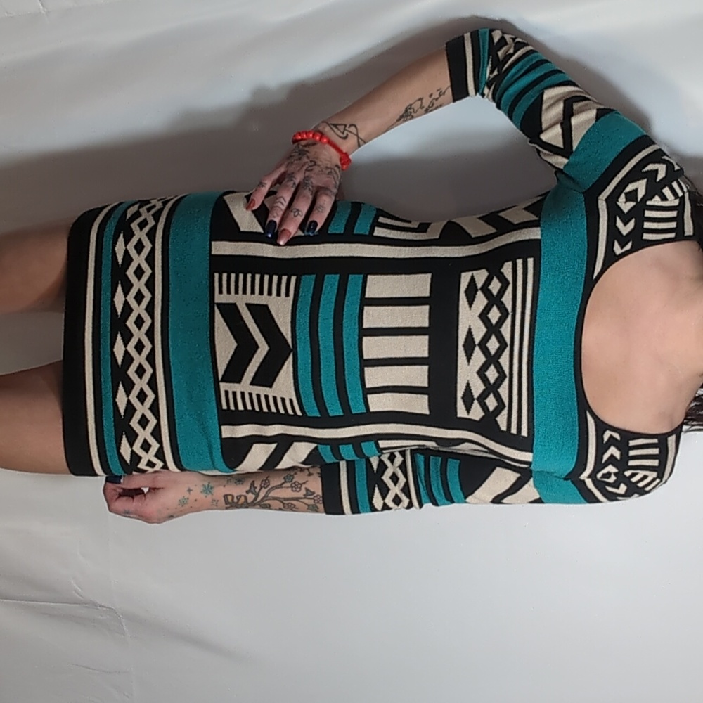 Papaya 3/4 length sleeve sweater dress-short